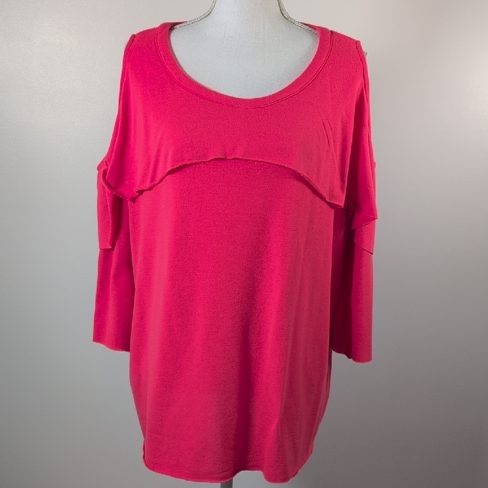 Livi Active Pink Light Weight Sweatshirt with Peek A Boo Shoulders